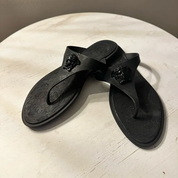 VERSACE MEDUSA HEAD BLACK SANDALS
