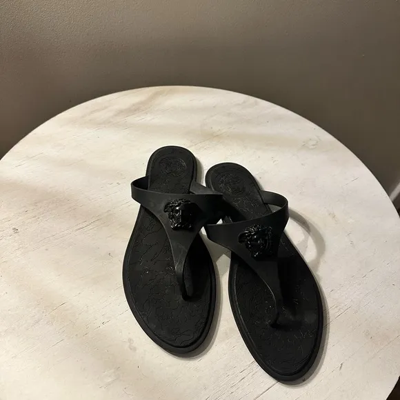 VERSACE MEDUSA HEAD BLACK SANDALS