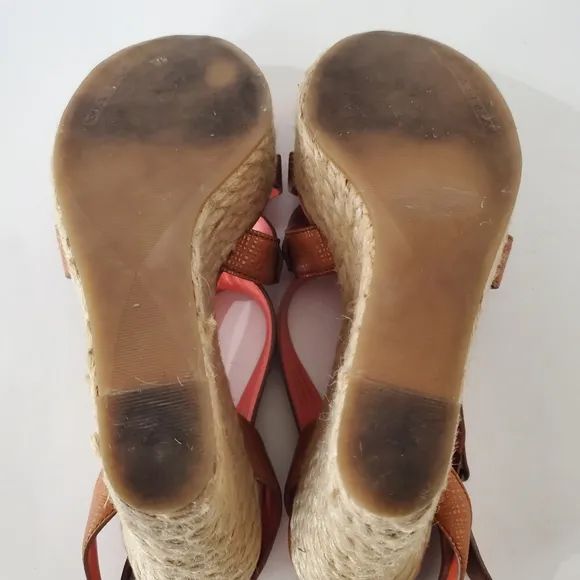 Via Spiga 8.5 Karla Wedge Sandals Platform Wedge 4.75&quot; Heels Espadrilles Leather