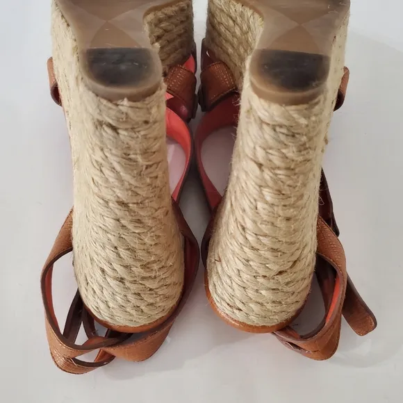 Via Spiga 8.5 Karla Wedge Sandals Platform Wedge 4.75&quot; Heels Espadrilles Leather