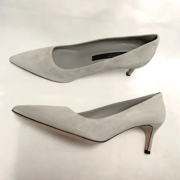 VIA SPIGA NIKOLE 55 LEATHER SUEDE GRAY PUMP HEELS POINTED TOE DRESS SHOES 6.5