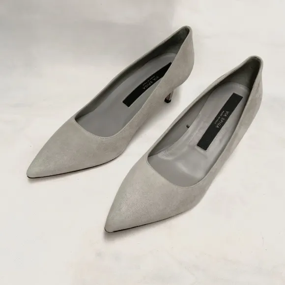 VIA SPIGA NIKOLE 55 LEATHER SUEDE GRAY PUMP HEELS POINTED TOE DRESS SHOES 6.5