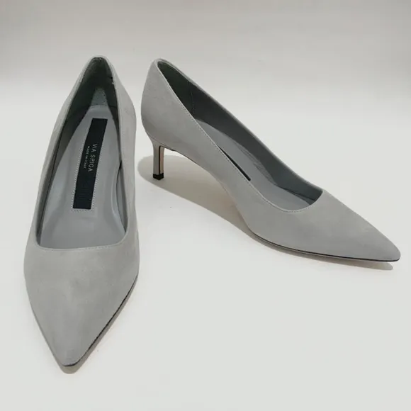 VIA SPIGA NIKOLE 55 LEATHER SUEDE GRAY PUMP HEELS POINTED TOE DRESS SHOES 6.5