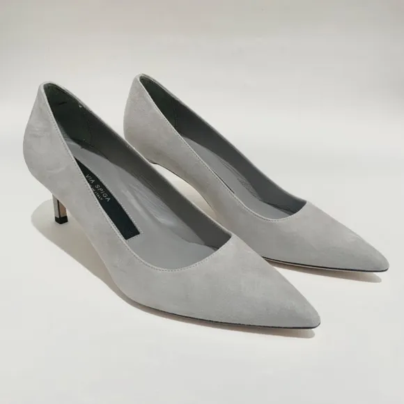VIA SPIGA NIKOLE 55 LEATHER SUEDE GRAY PUMP HEELS POINTED TOE DRESS SHOES 6.5
