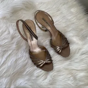 Via Spiga Metallic Sling Back Heeled Sandals 9