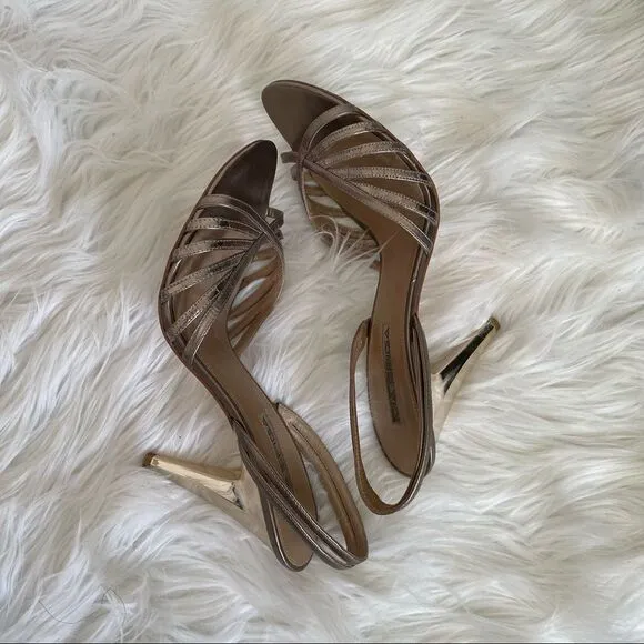 Via Spiga Metallic Sling Back Heeled Sandals 9