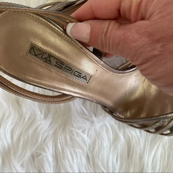 Via Spiga Metallic Sling Back Heeled Sandals 9