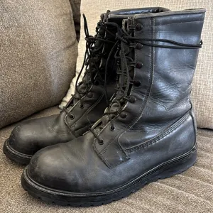 Vibram Black Combat Leather Mid Calf Boots Mens Size US 12.5