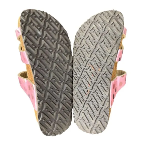 VIKING Tofino Youth Cork Sandals Buckle Pink Metallic Polka Dot EU34/US3-3.5 EUC