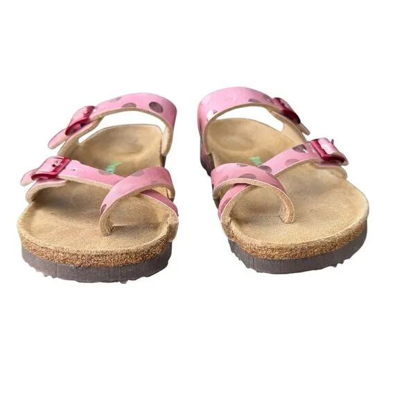 VIKING Tofino Youth Cork Sandals Buckle Pink Metallic Polka Dot EU34/US3-3.5 EUC