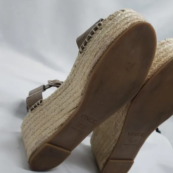VINCE ABBY TAUPE CROC PLATFORM ESPADRILLES SIZE 10