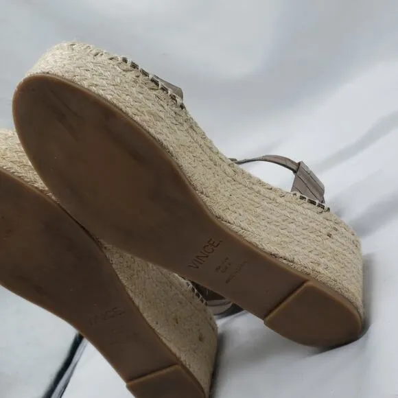 VINCE ABBY TAUPE CROC PLATFORM ESPADRILLES SIZE 10