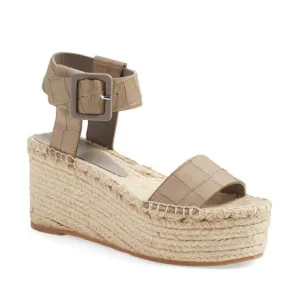 VINCE ABBY TAUPE CROC PLATFORM ESPADRILLES SIZE 10