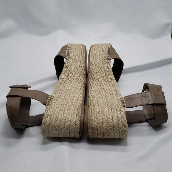VINCE ABBY TAUPE CROC PLATFORM ESPADRILLES SIZE 10