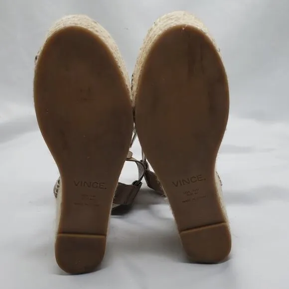 VINCE ABBY TAUPE CROC PLATFORM ESPADRILLES SIZE 10