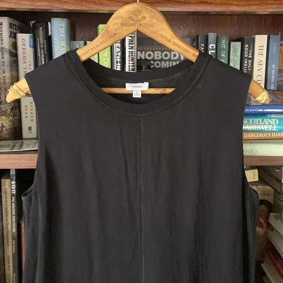 VINCE Black Silk Sleeveless Layered Tank Sheath Dress Women's Size M