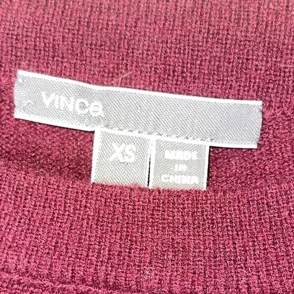 VINCE Burgundy 100% Cashmere Crew Neck Pullover Sweater XS