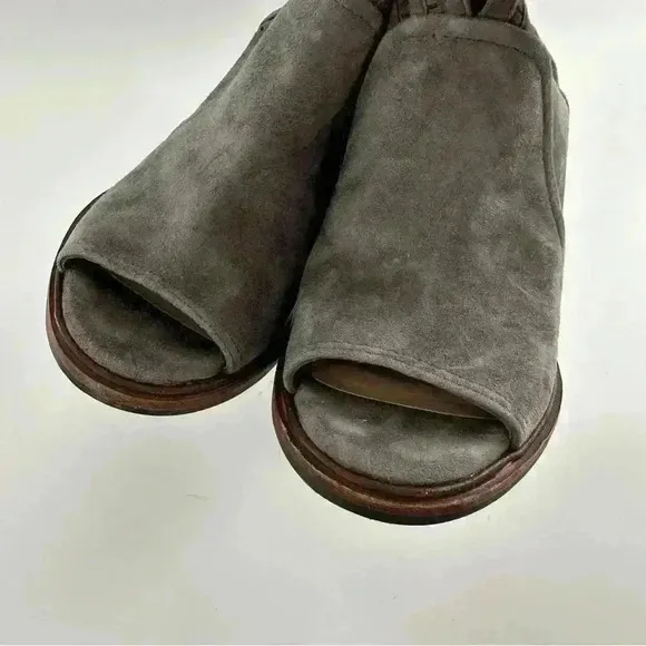 Vince Camuto ankle Koral booties 5 35 gray suede chunky western rodeo boots