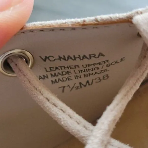 Vince Camuto Beige Nahara Leather Heeled Cage Sandals NEW Women's 7.5