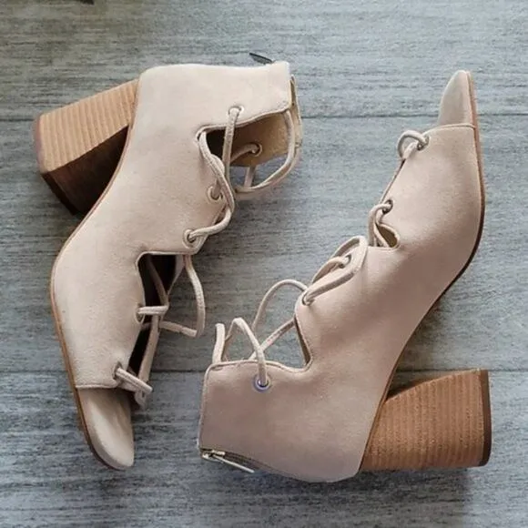 Vince Camuto Beige Nahara Leather Heeled Cage Sandals NEW Women's 7.5