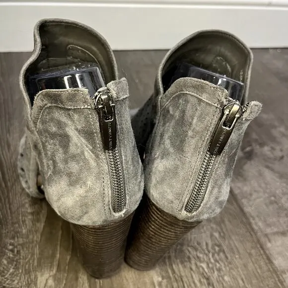 Vince Camuto Cranita Gray Suede Cutout Heeled Sandals Size 9.5