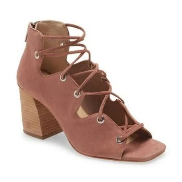 Vince Camuto Dusty Rose Nahara Leather Heeled Cage Sandal NEW Women's 7.5