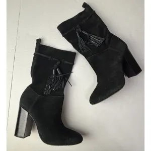 Vince Camuto Fermel Slouch Tassel Suede Leather‎ Boots Mid Calf Black Womens 9M