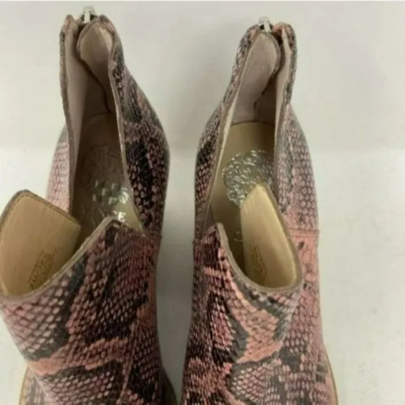 Vince Camuto Pink Snake Print Ankle Boots