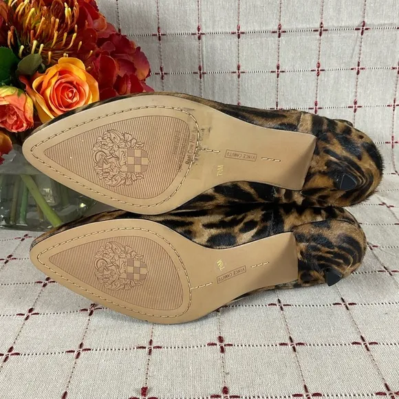 Vince Camuto Rastel3 Animal Print Cow Hide Mid Calf Boots Size 7.5 Cow Fur NWOB