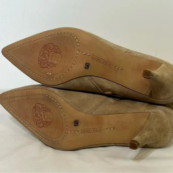 Vince Camuto Sonbela Heel Boots in Tortilla High Suede Size 8.5 NEW