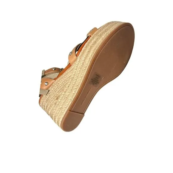 Vince Camuto Womens Brown Leather Open Toe Espadrille Wedge Sandals Sz 9 M NIB