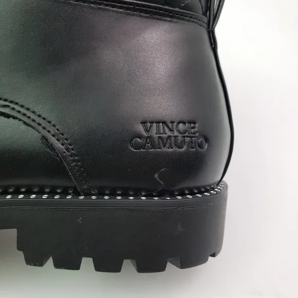 Vince Camuto Womens Size 5.5 Black Rhinestone Lace Up Zip Chunky Ankle Boots