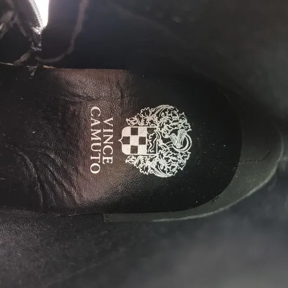 Vince Camuto Womens Size 5.5 Black Rhinestone Lace Up Zip Chunky Ankle Boots