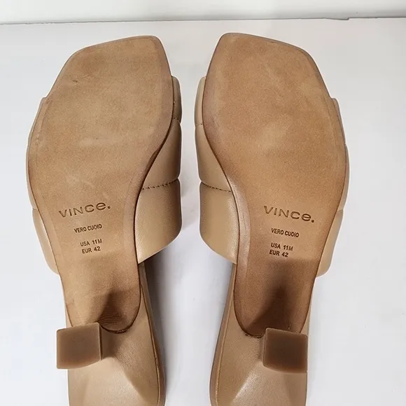 Vince Ceil womens Open Toe kitten heel slippers in cappuccino color size 11