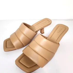 Vince Ceil womens Open Toe kitten heel slippers in cappuccino color size 11