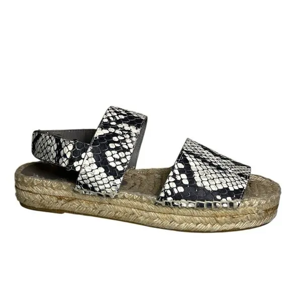 Vince - “Emilia” Espadrille Strappy Sandals in Python - Size 7, Black, Tan, Grey