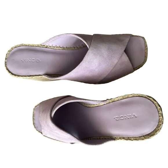 Vince Gaelan Suede Crisscross Wedge Espadrilles Sandals In Violetta size 9