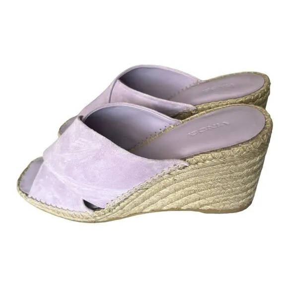 Vince Gaelan Suede Crisscross Wedge Espadrilles Sandals In Violetta size 9