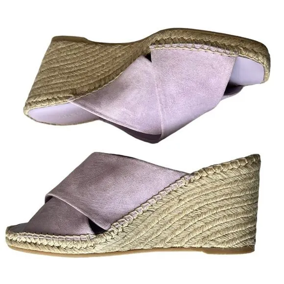 Vince Gaelan Suede Crisscross Wedge Espadrilles Sandals In Violetta size 9