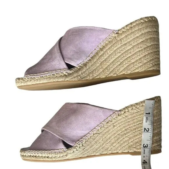 Vince Gaelan Suede Crisscross Wedge Espadrilles Sandals In Violetta size 9