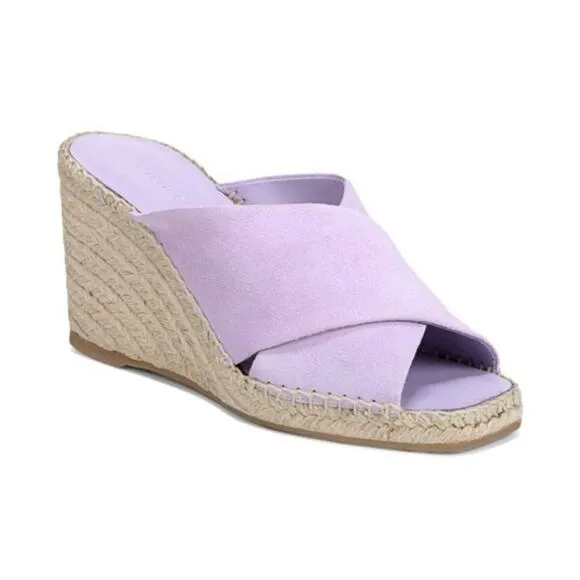 Vince Gaelan Suede Crisscross Wedge Espadrilles Sandals In Violetta size 9