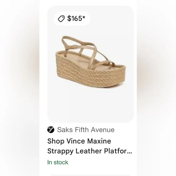 VINCE Maxine Espadrille Raffia Platform Sandals Strappy Leather Minimal Resort