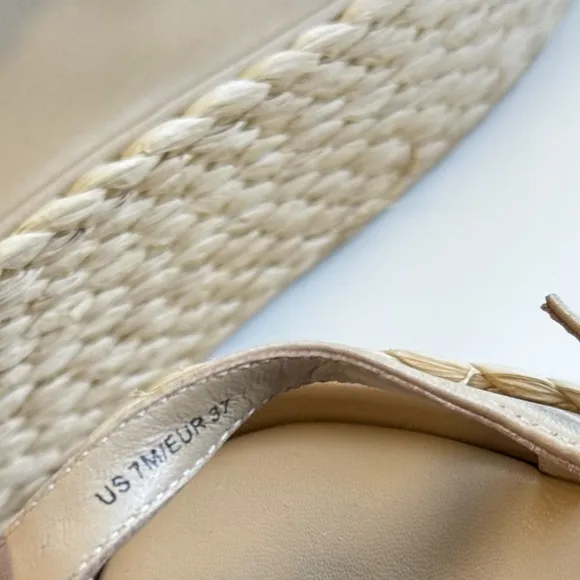 VINCE Maxine Espadrille Raffia Platform Sandals Strappy Leather Minimal Resort