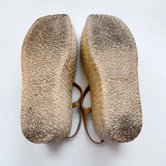 VINCE Maxine Espadrille Raffia Platform Sandals Strappy Leather Minimal Resort