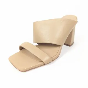 VINCE Nude Nessia Block Heel Leather Sandals Size 6