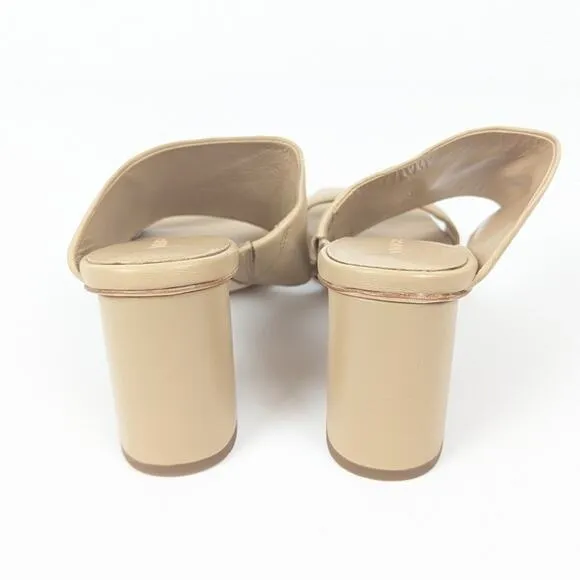VINCE Nude Nessia Block Heel Leather Sandals Size 6