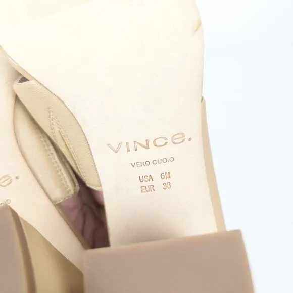 VINCE Nude Nessia Block Heel Leather Sandals Size 6