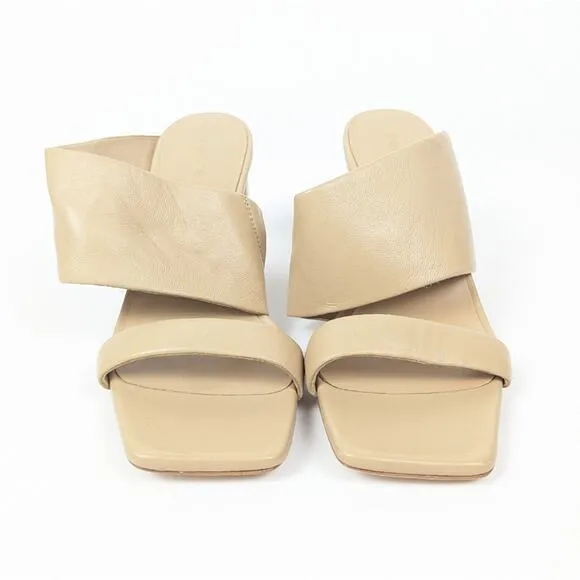 VINCE Nude Nessia Block Heel Leather Sandals Size 6