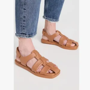 Vince Rava Fisherman Sandal Tan Brown Leather Shoe Sandals 8.5 / 38.5