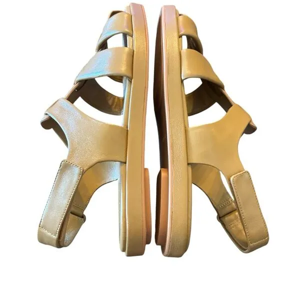 Vince Rava Strappy Fisherman Leather Sandals Minimal Sophisticated Tan NEW 9